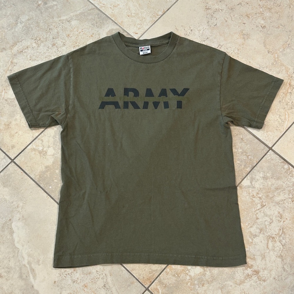 FTP FUCT Army Military Graphic Shirt Mens Medium Olive Green Tee Streetwear USA